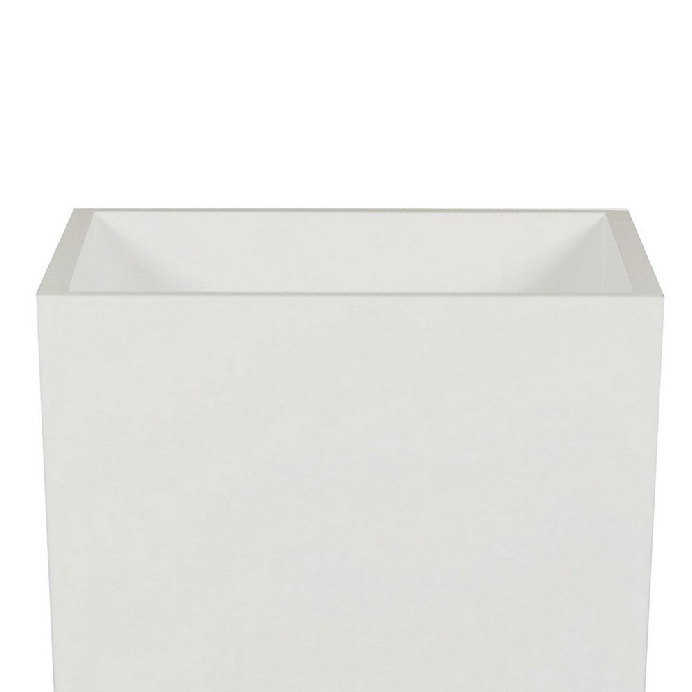 Benjara Zeny 32 Inch Tall Planter Vase with Hidden Insert, Tapered Barrel, White