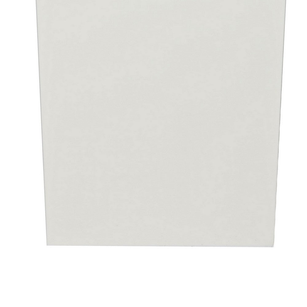 Benjara Zeny 32 Inch Tall Planter Vase with Hidden Insert, Tapered Barrel, White