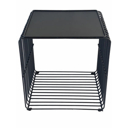 Benjara Reo 16 Inch Side End Table, Waterfall Black Metal Wire Frame