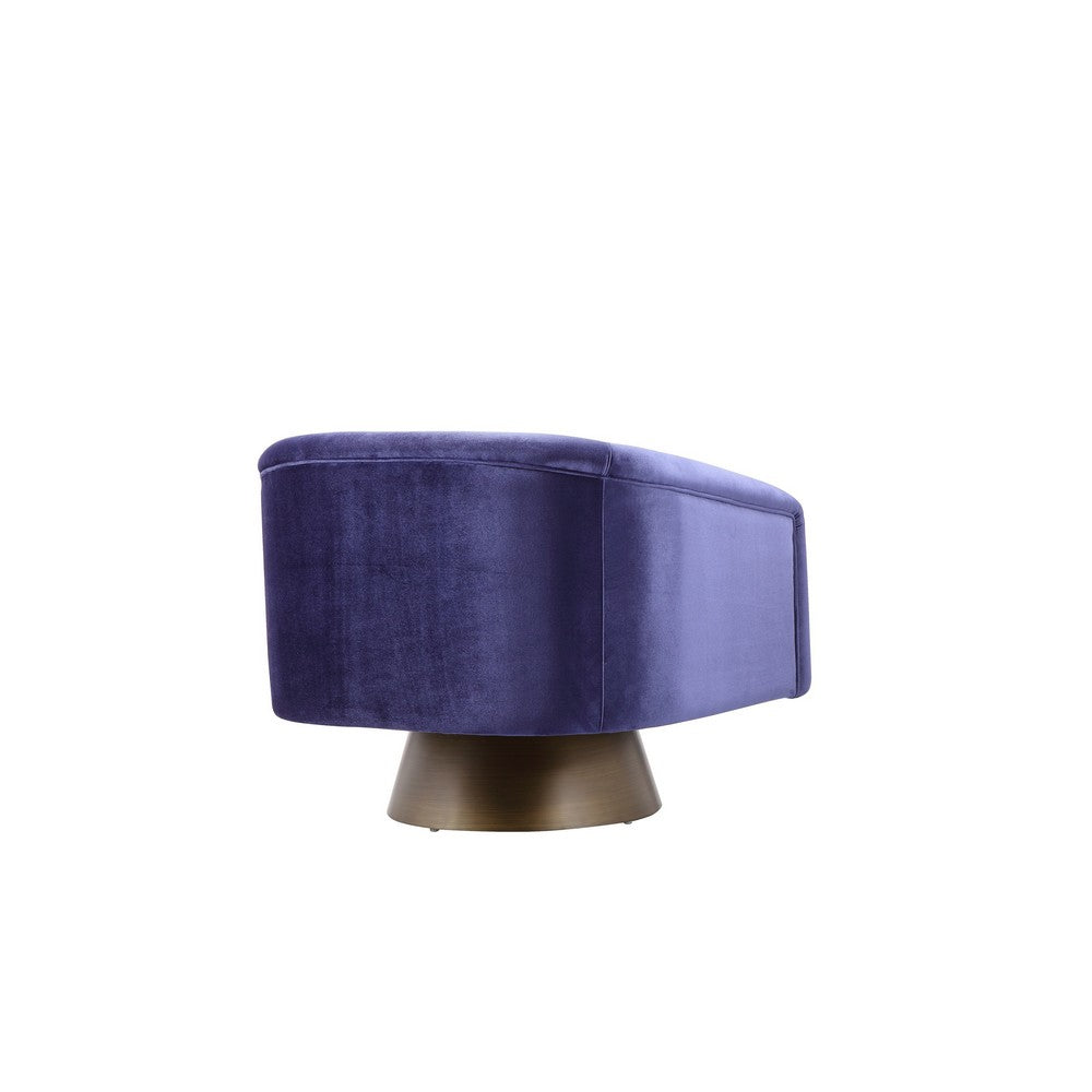 Benjara Rxa 33 Inch Swivel Lounge Chair, Barrel Back Padded Blue Velvet Upholstery