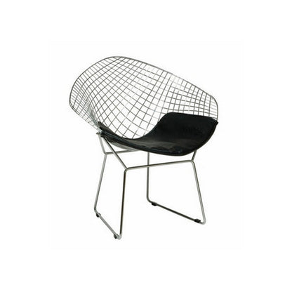 Benjara Lexy 33 Inch Accent Chair Set of 2, Black Faux Leather, Chrome Mesh Wire