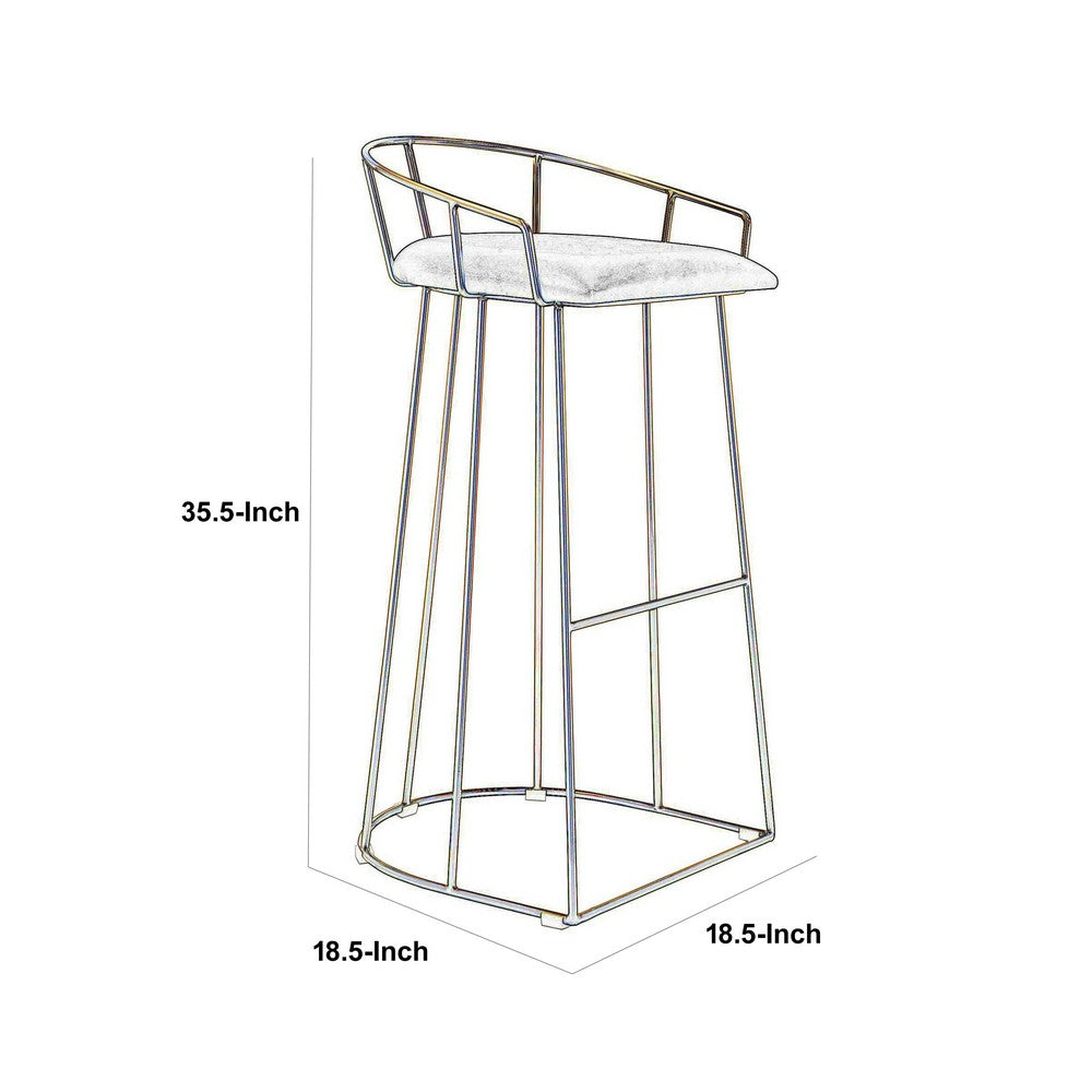 Benjara Cato 31 Inch Barstool Chair, Foam, Green Velvet, Gold Steel Open Frame