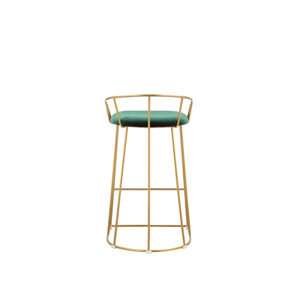 Benjara Cato 27 Inch Counter Stool Chair, Green Velvet, Gold Steel Open Metal Frame