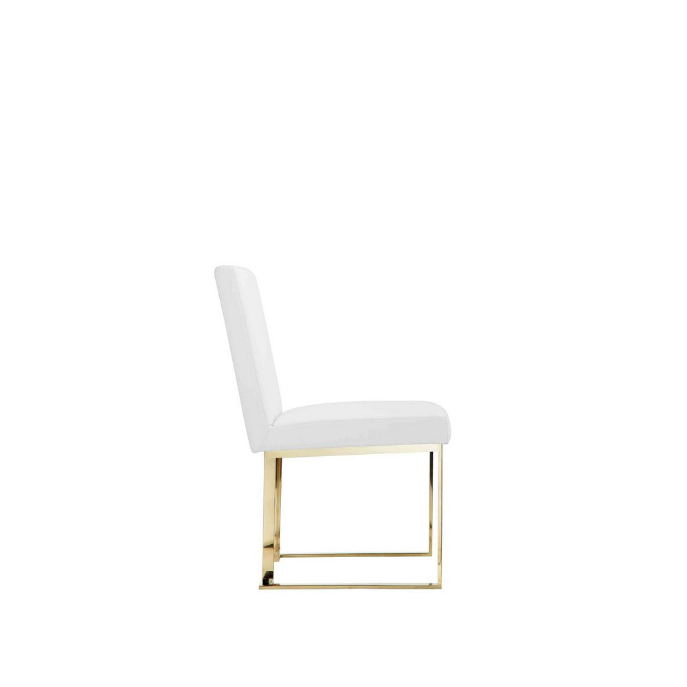 Benjara Boly 19 Inch Side Dining Chair Set of 2, Cantilever Base, White And Silver