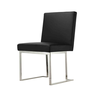 Benjara Boly 19 Inch Side Dining Chair Set of 2, Chrome Cantilever Steel Base Black