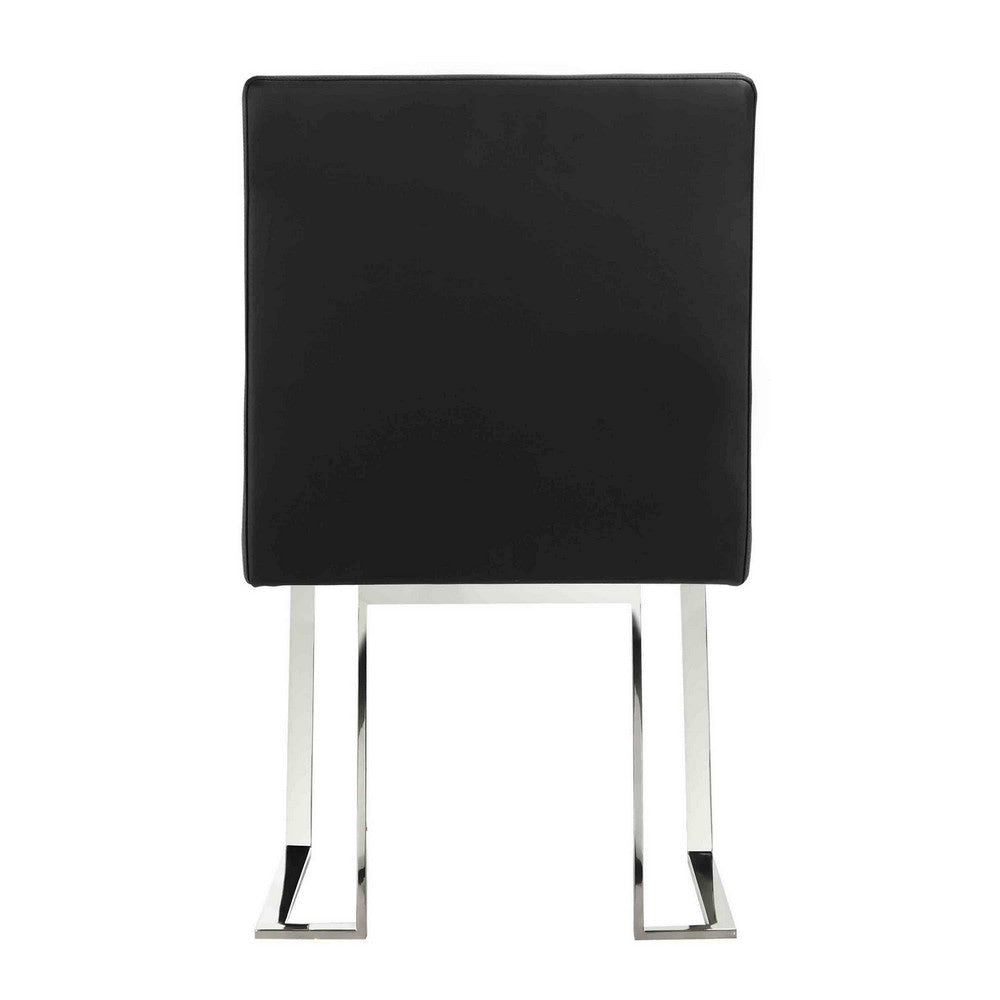 Benjara Boly 19 Inch Side Dining Chair Set of 2, Chrome Cantilever Steel Base Black