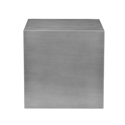 Benjara Brioni 20 Inch Tall Side End Table, Square Top, Brushed Silver Metal Frame