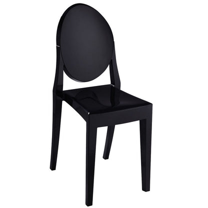 Benjara Temmy 20 Inch Set of 4 Dining Chairs, Round Back, Modern Black Acrylic