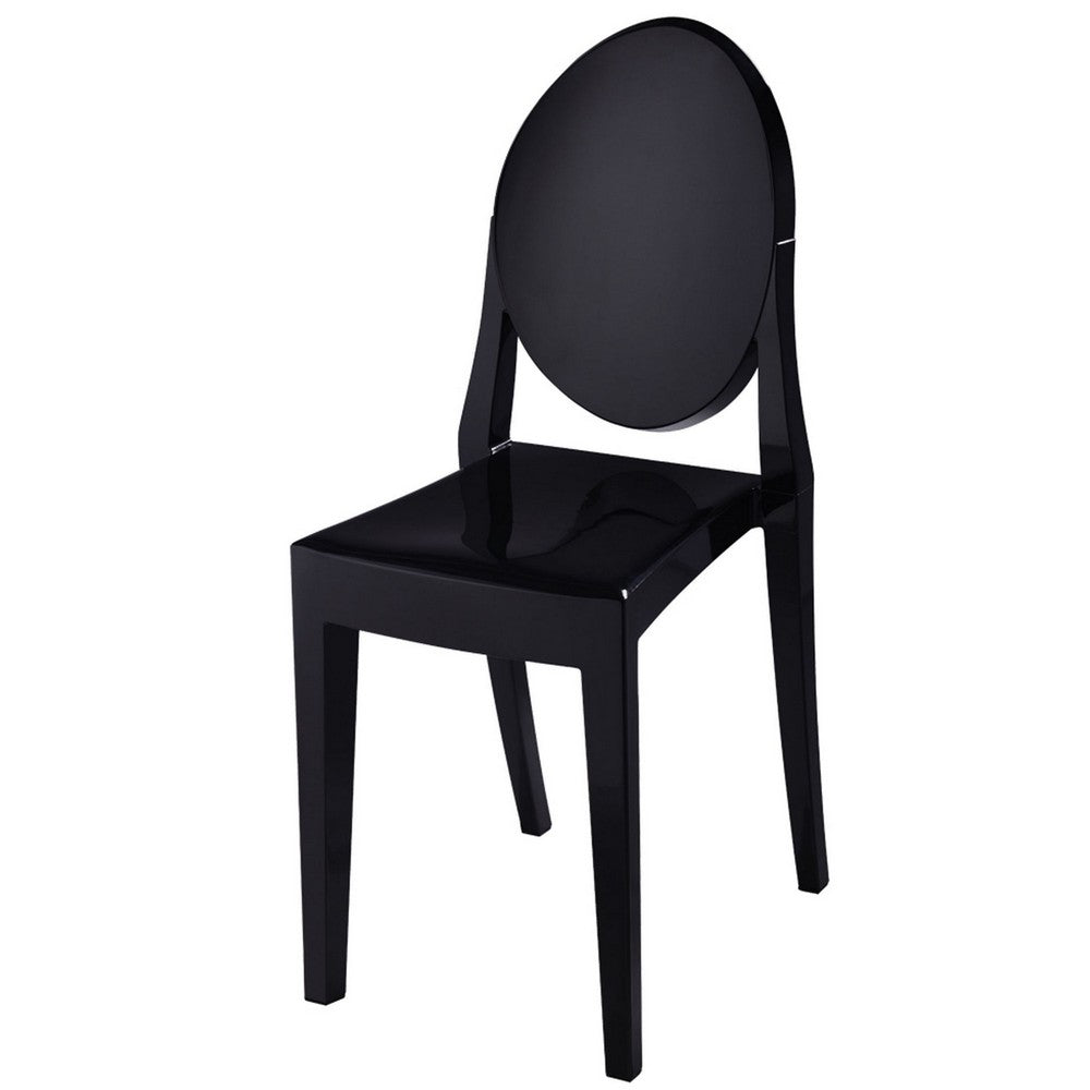 Benjara Temmy 20 Inch Set of 4 Dining Chairs, Round Back, Modern Black Acrylic