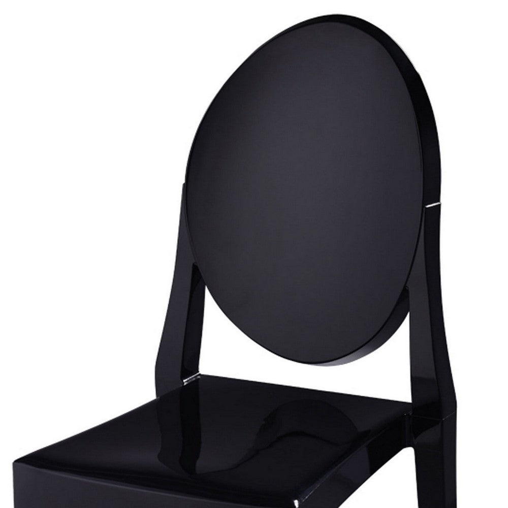 Benjara Temmy 20 Inch Set of 4 Dining Chairs, Round Back, Modern Black Acrylic