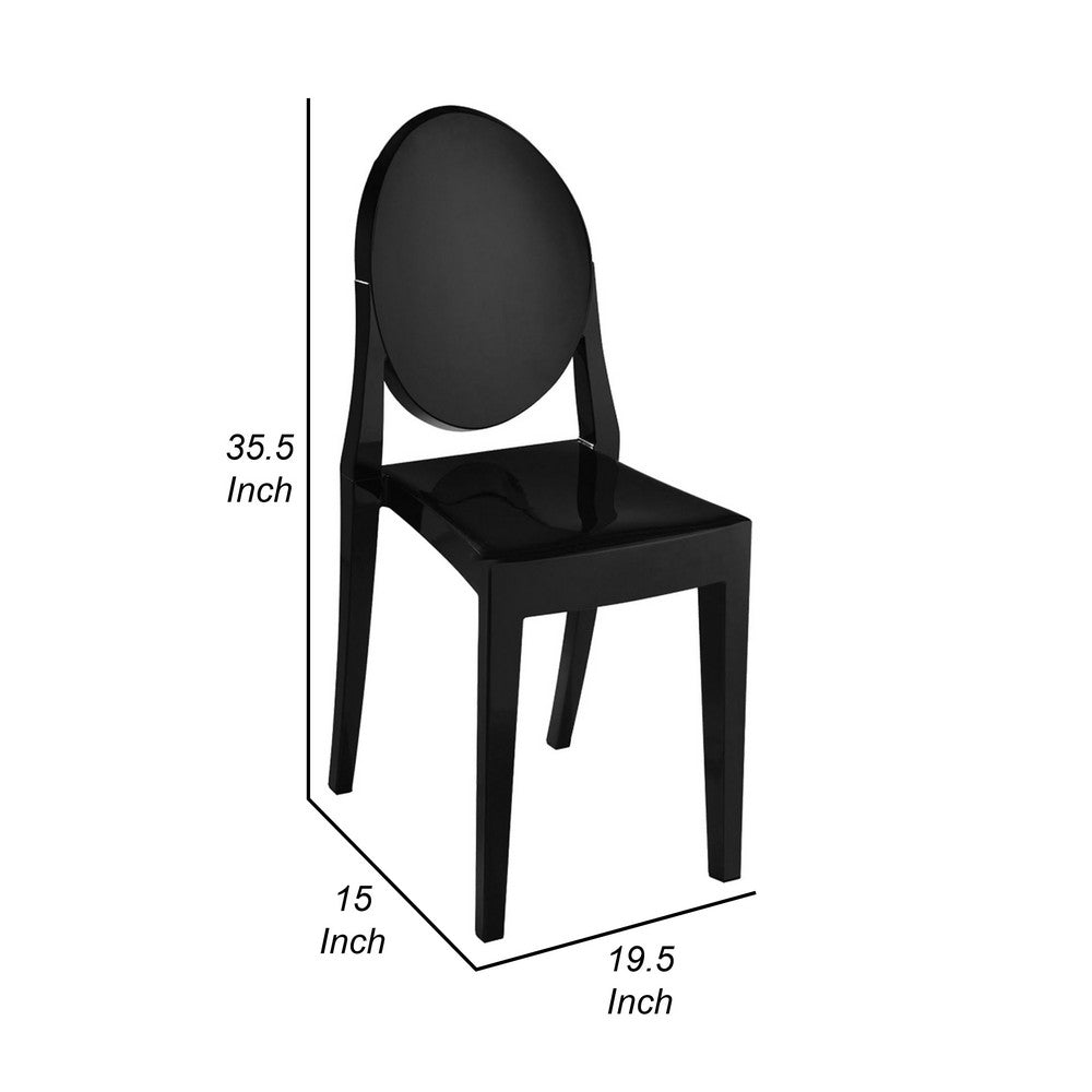 Benjara Temmy 20 Inch Set of 4 Dining Chairs, Round Back, Modern Black Acrylic