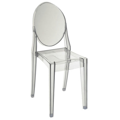 Benjara Temmy 20 Inch Set of 4 Dining Chairs, Round Back, Modern Clear Acrylic