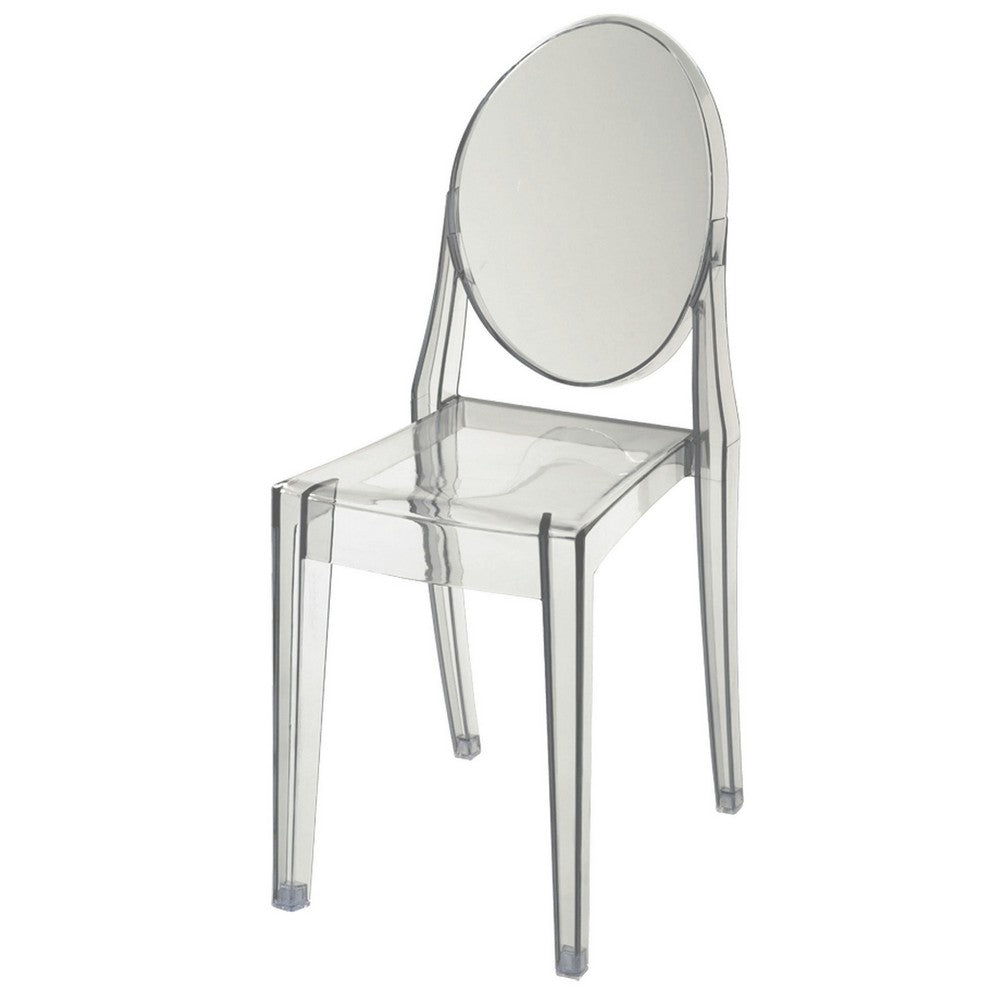 Benjara Temmy 20 Inch Set of 4 Dining Chairs, Round Back, Modern Clear Acrylic