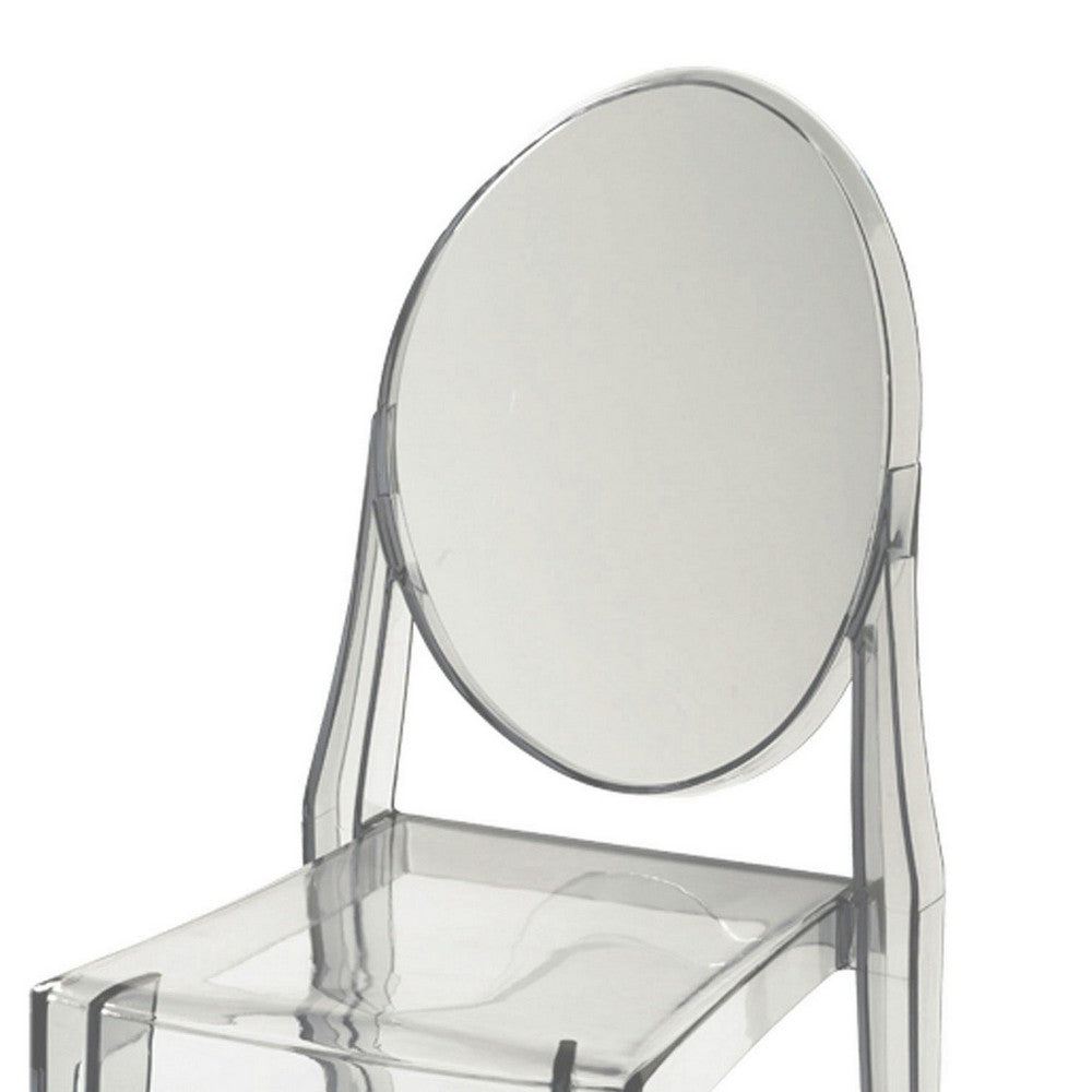 Benjara Temmy 20 Inch Set of 4 Dining Chairs, Round Back, Modern Clear Acrylic