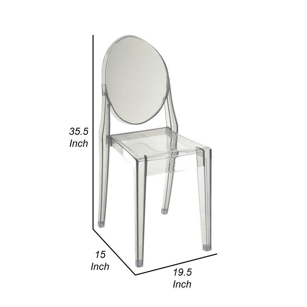 Benjara Temmy 20 Inch Set of 4 Dining Chairs, Round Back, Modern Clear Acrylic