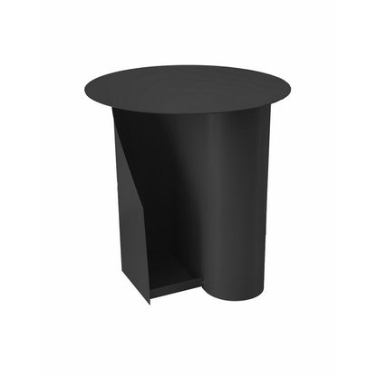 Benjara Rati 19 Inch Side End Table with Magazine Rack, Round Top, Black Finish