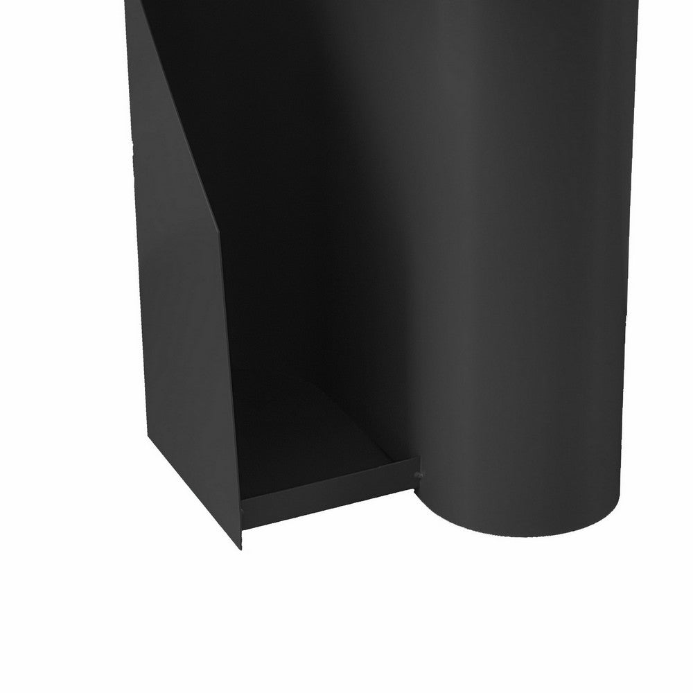 Benjara Rati 19 Inch Side End Table with Magazine Rack, Round Top, Black Finish