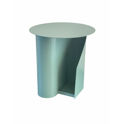 Benjara Rati 19 Inch Side End Table with Magazine Rack, Round Top, Green Finish