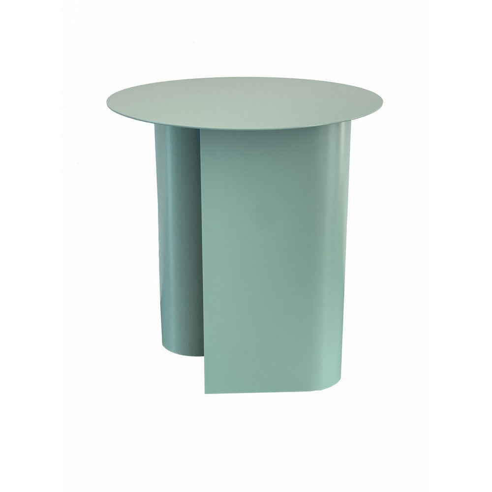 Benjara Rati 19 Inch Side End Table with Magazine Rack, Round Top, Green Finish