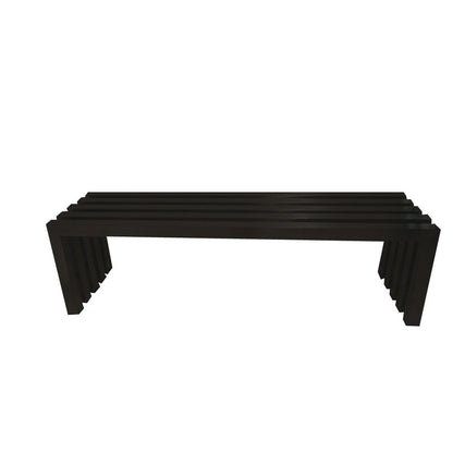 Benjara Namo 58 Inch Accent Bench, Modern Slatted Design, Rectangular, Black Steel