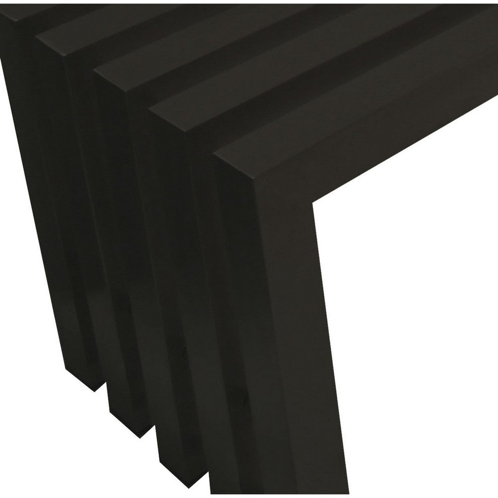 Benjara Namo 58 Inch Accent Bench, Modern Slatted Design, Rectangular, Black Steel