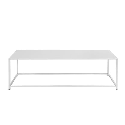 Benjara Eme 48 Inch Coffee Table, Rectangular Tabletop, Modern White Metal Frame
