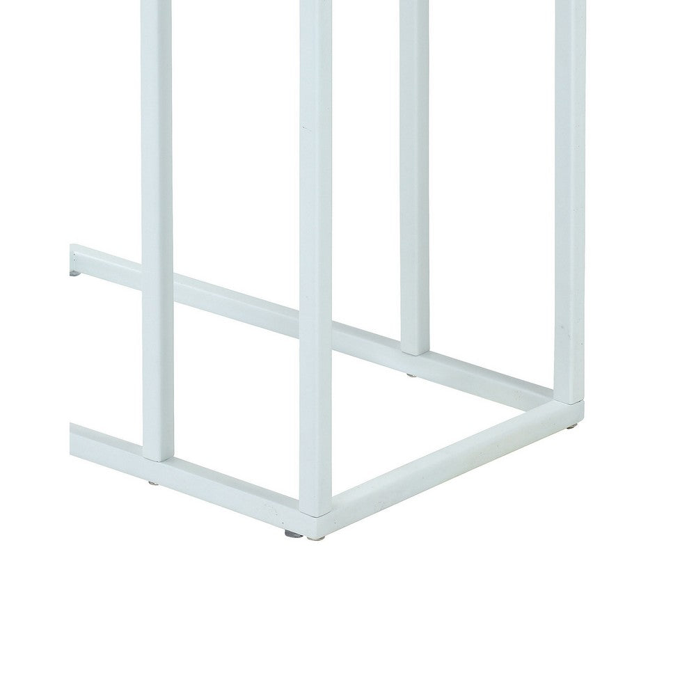 Benjara Eme 23 Inch Side End Table, Rectangular Tray Top, Modern White Metal Frame