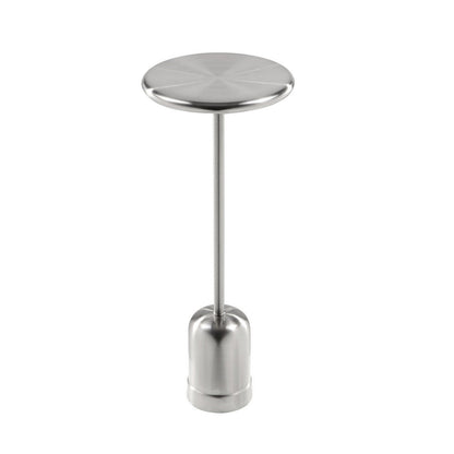 Benjara Mars 8" Side End Drink Table, Round, Cone Tapered Base, Silver