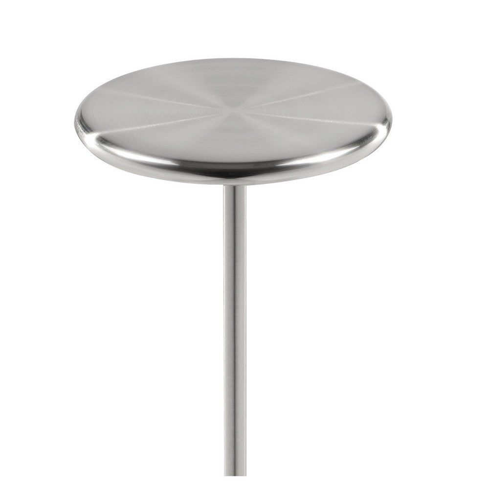 Benjara Mars 8" Side End Drink Table, Round, Cone Tapered Base, Silver