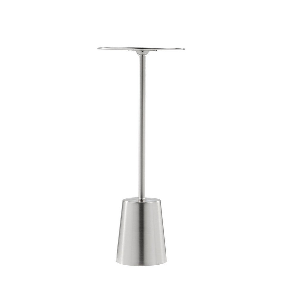 Benjara Mars 8 Inch Side End Drink Table, Round, Dome Tapered Base, Silver