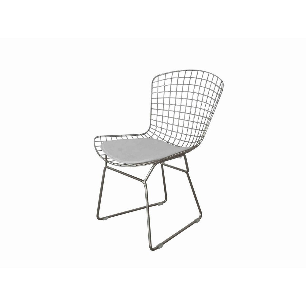 Benjara Hely 23 Inch Dining Chair Set of 2, Wire Mesh, Cushioned, Sled Base, Black