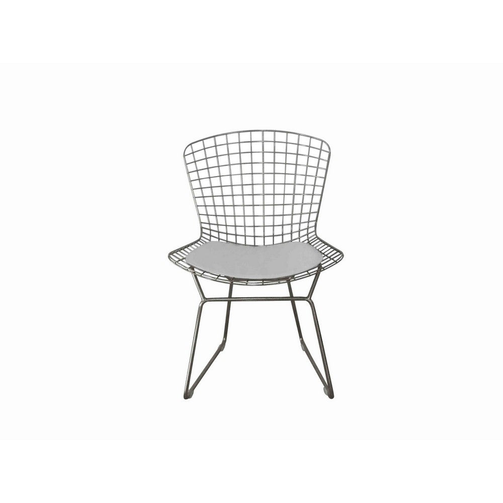 Benjara Hely 23 Inch Dining Chair Set of 2, Wire Mesh, Cushioned, Sled Base, Black
