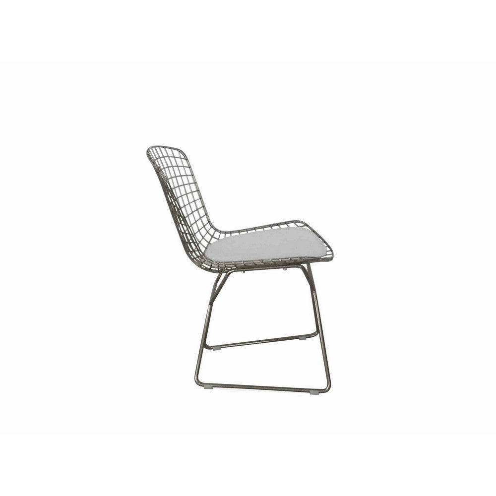 Benjara Hely 23 Inch Dining Chair Set of 2, Wire Mesh, Cushioned, Sled Base, Black