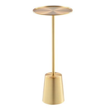 Benjara Ryan 8 Inch Side End Drink Table, Round, Tapered, Dome Base, Gold Metal