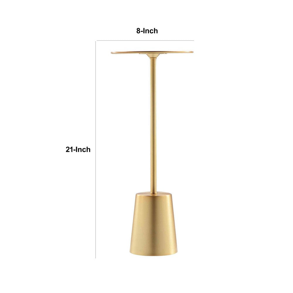 Benjara Ryan 8 Inch Side End Drink Table, Round, Tapered, Dome Base, Gold Metal