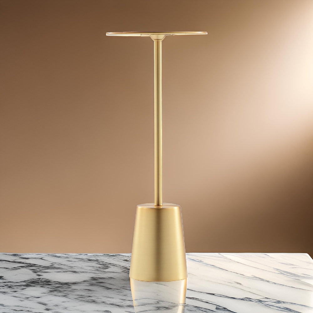 Benjara Ryan 8 Inch Side End Drink Table, Round, Tapered, Dome Base, Gold Metal