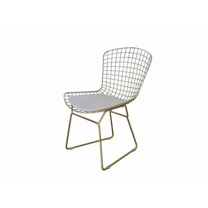 Benjara Hely 23 Inch Dining Chair Set of 2, 4 Cushions, Metal Cage Frame, Gold