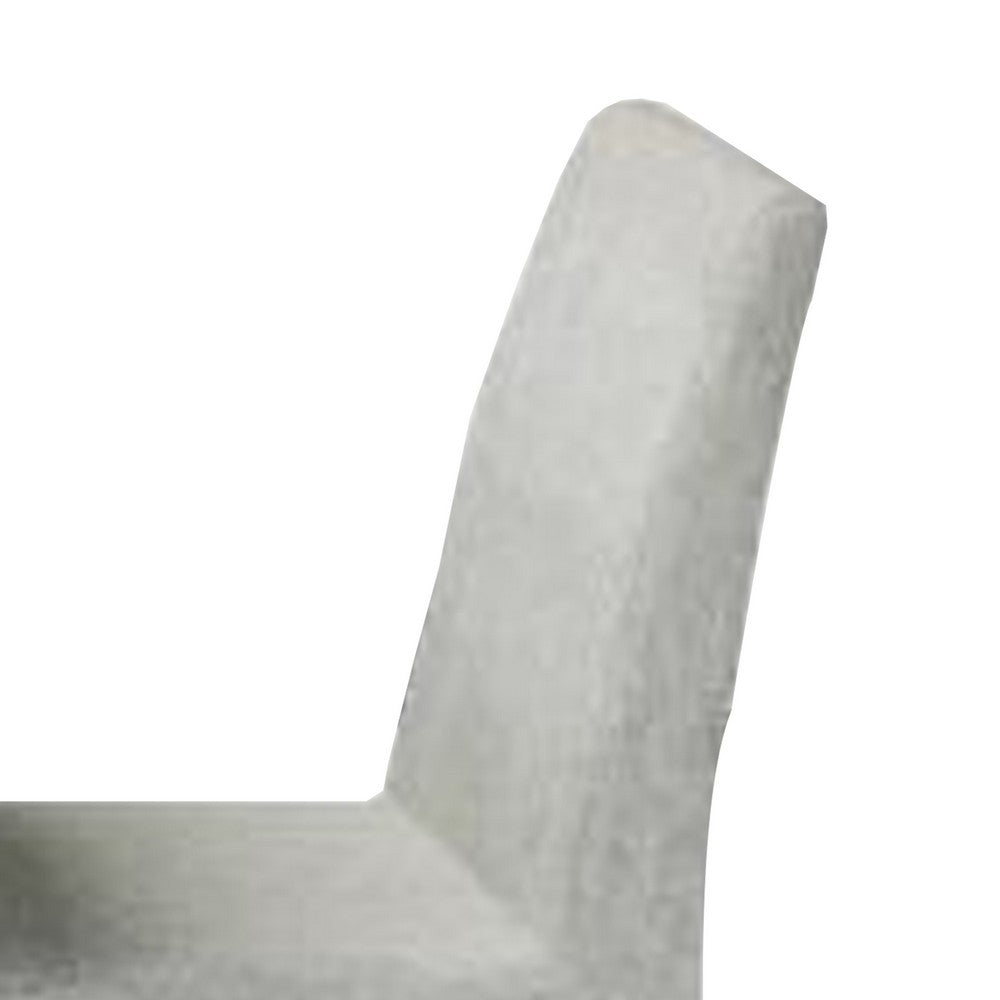 Benjara Cid Avi 16 Inch Dining Chair, Set of 2, White Fabric, Soft Cushions, Wood