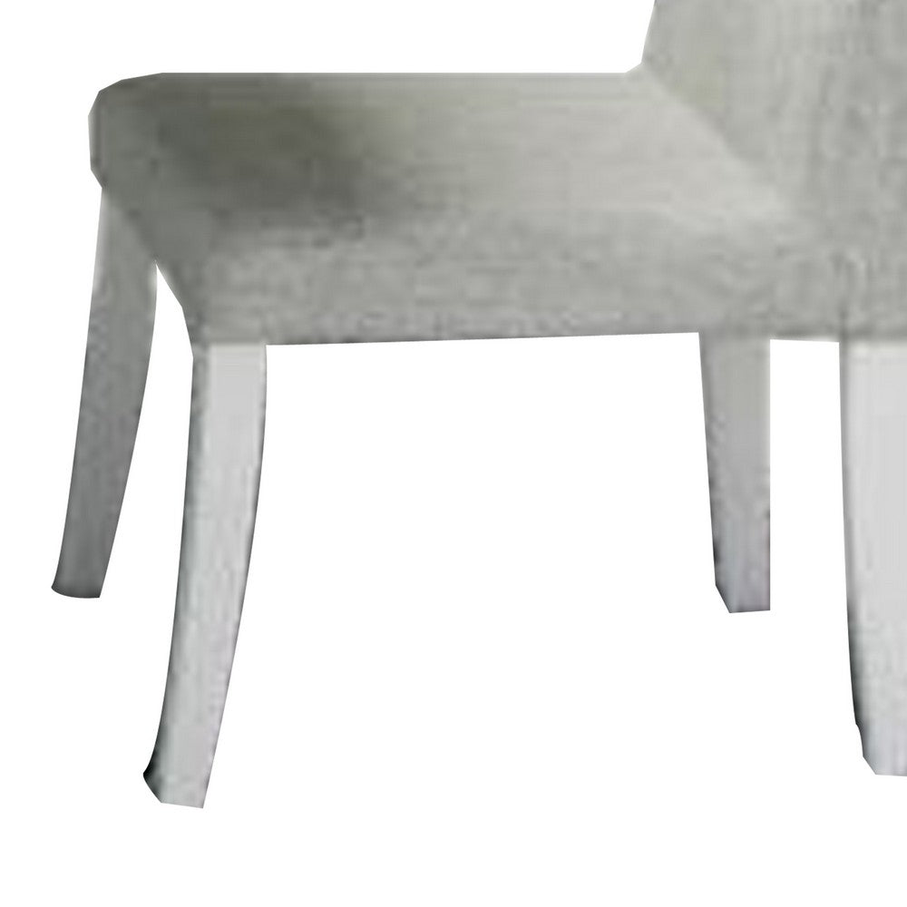 Benjara Cid Avi 16 Inch Dining Chair, Set of 2, White Fabric, Soft Cushions, Wood