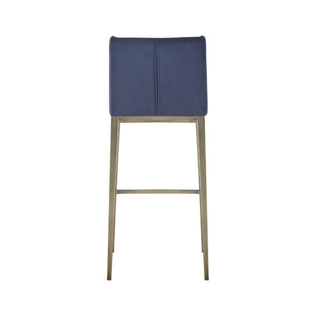 Benjara Cid Kinn 27 Inch Counter Stool Set of 2, Wingback Seat, Navy Blue Velvet