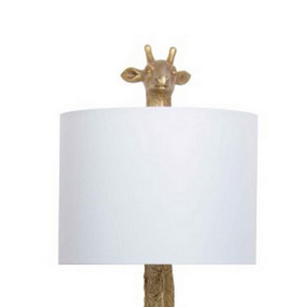 Benjara 25 Inch Table Lamp, Jungle African Giraffe Statuette Gold Metal Base
