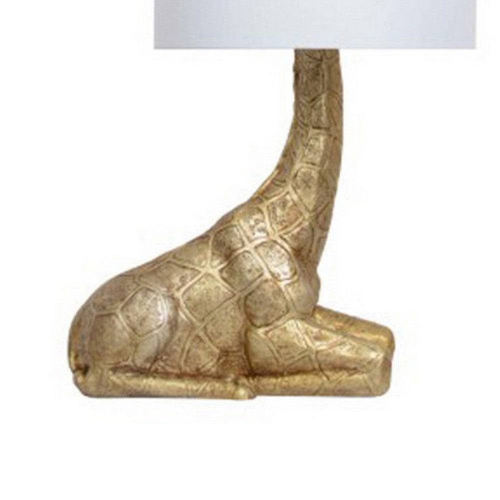 Benjara 25 Inch Table Lamp, Jungle African Giraffe Statuette Gold Metal Base