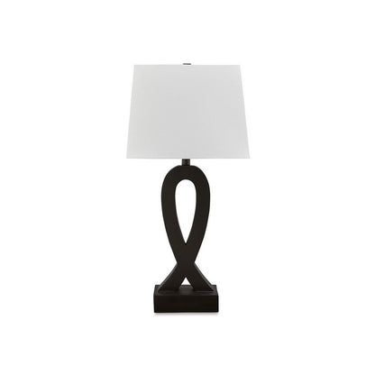 Benjara 29 Inch Table Lamp Set of 2, Black Sculptural Solid Base, Empire Hardback