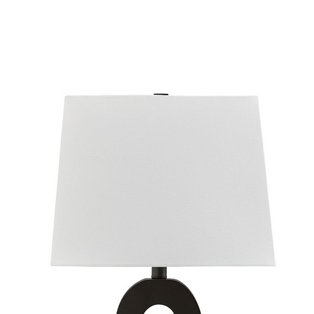 Benjara 29 Inch Table Lamp Set of 2, Black Sculptural Solid Base, Empire Hardback