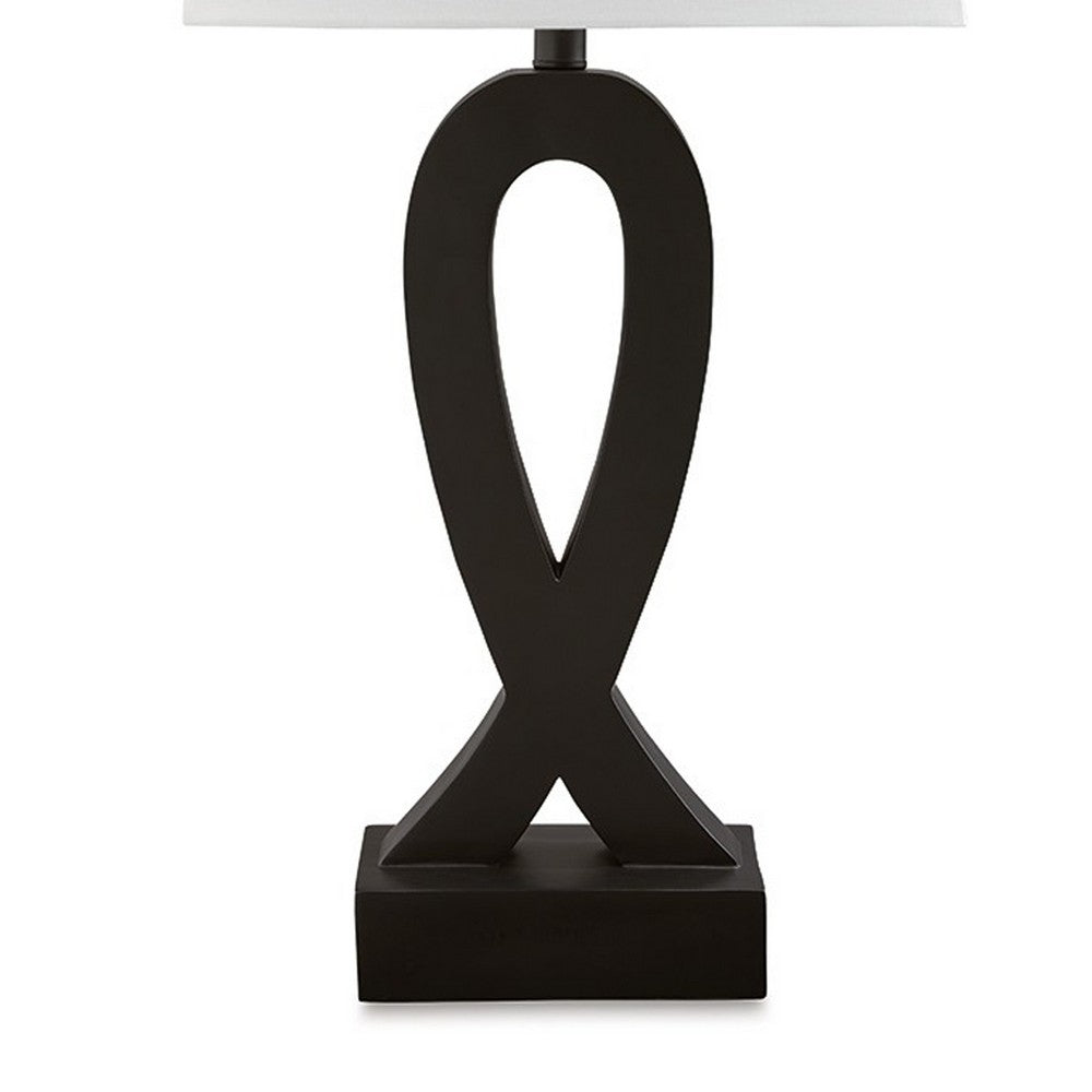 Benjara 29 Inch Table Lamp Set of 2, Black Sculptural Solid Base, Empire Hardback