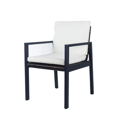 Benjara Eni Outdoor Dining Chair Set of 2, Cushioned Seat And Back, White, Black