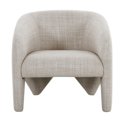 Benjara 30 Inch Accent Chair, Polyester Blend Upholstery, Curved Design, Beige