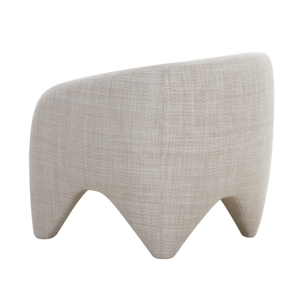 Benjara 30 Inch Accent Chair, Polyester Blend Upholstery, Curved Design, Beige