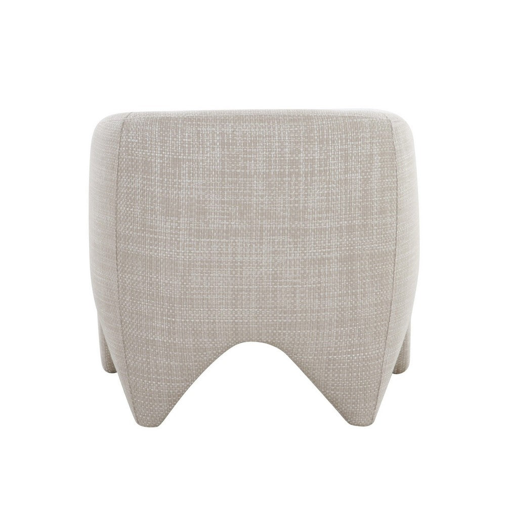 Benjara 30 Inch Accent Chair, Polyester Blend Upholstery, Curved Design, Beige