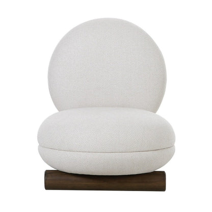 Benjara 28 Inch Accent Chair, Off White Polyester, Modern Low Round Seat And Back